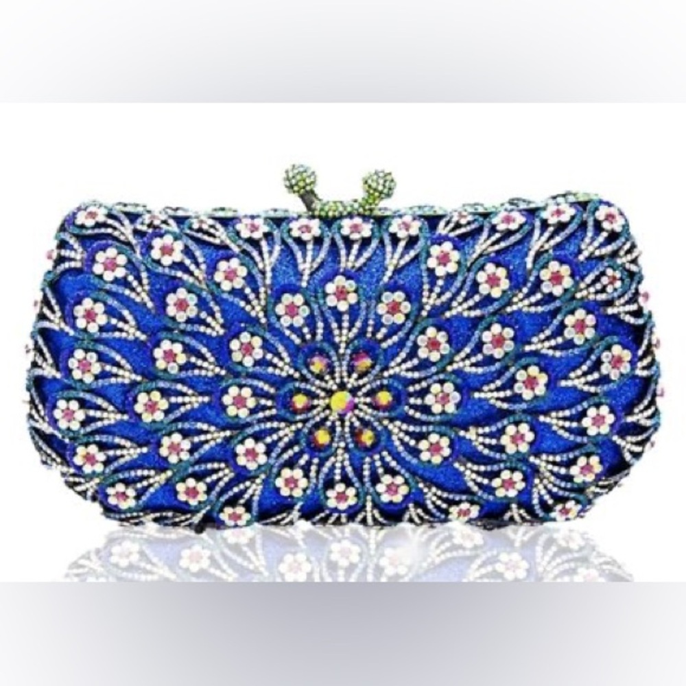 NWT Christal Couture Blooming Love Affair Blue Purse